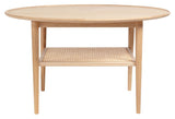 Athene Coffee table 02 m. shelf White oiled oak, Ø90