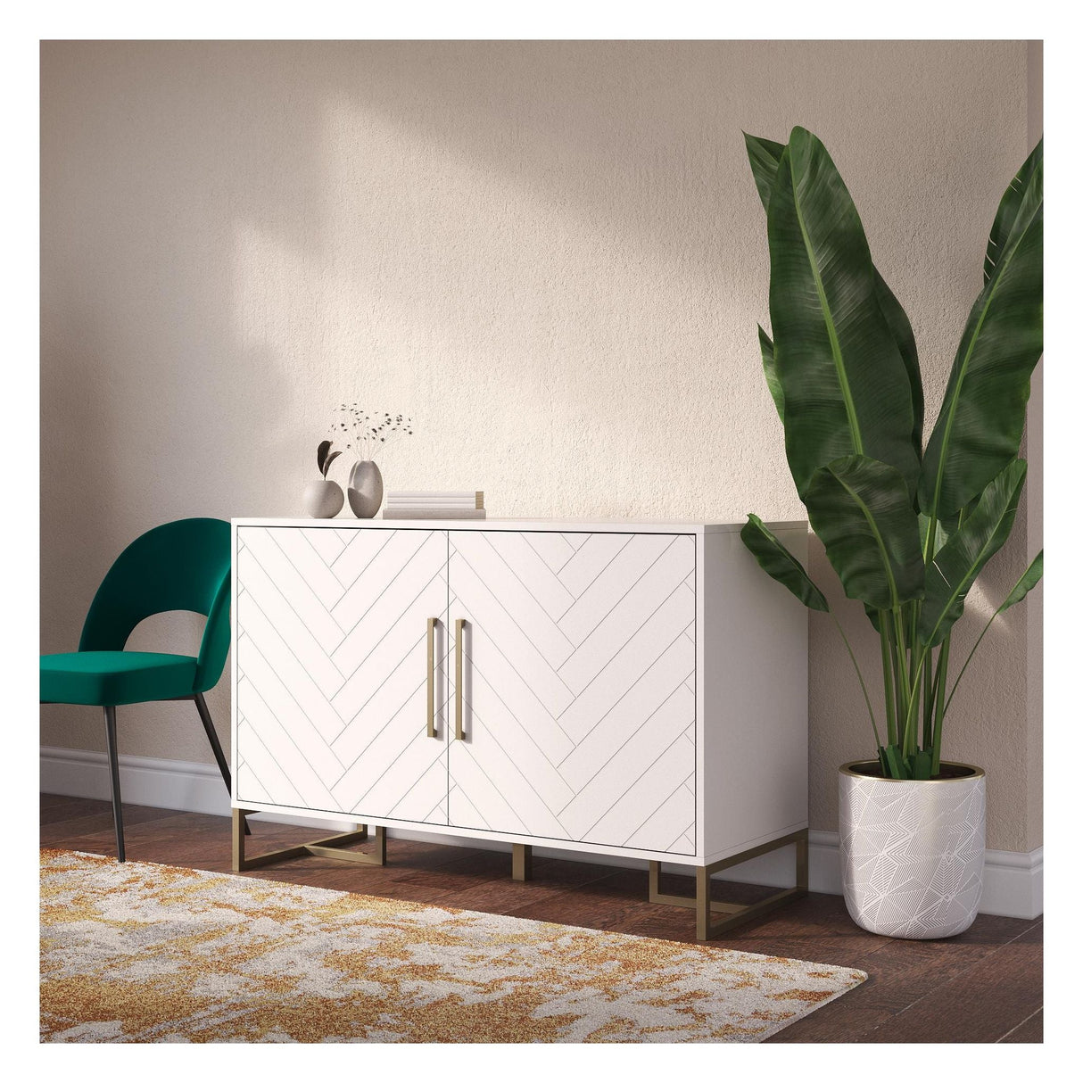 Herringbone Sideboard, White