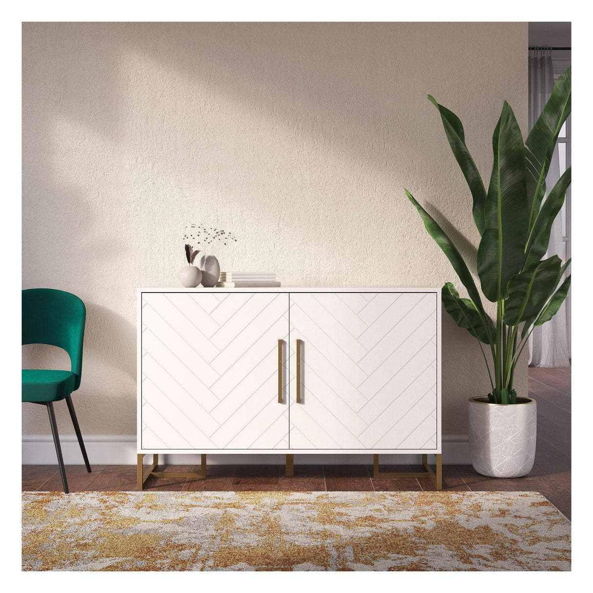 Herringbone Sideboard, White