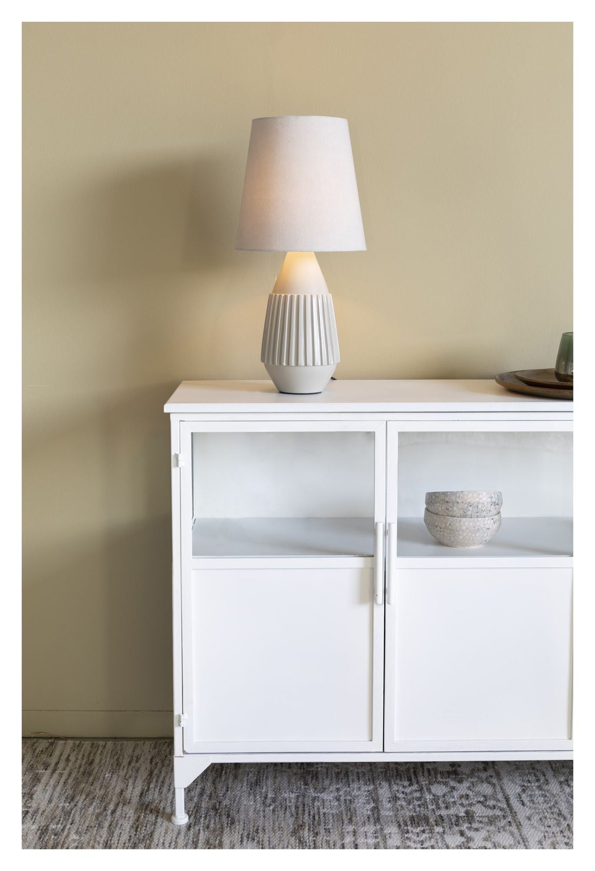 Aysa Table Lamp, Beige Alu/Fabric