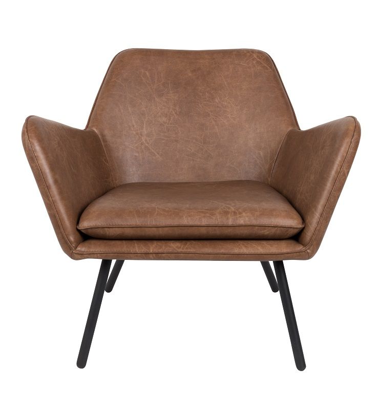 homii Bon Lounge Chair, Brown Leatherette