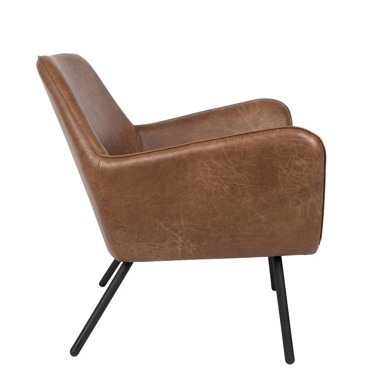 homii Bon Lounge Chair, Brown Leatherette