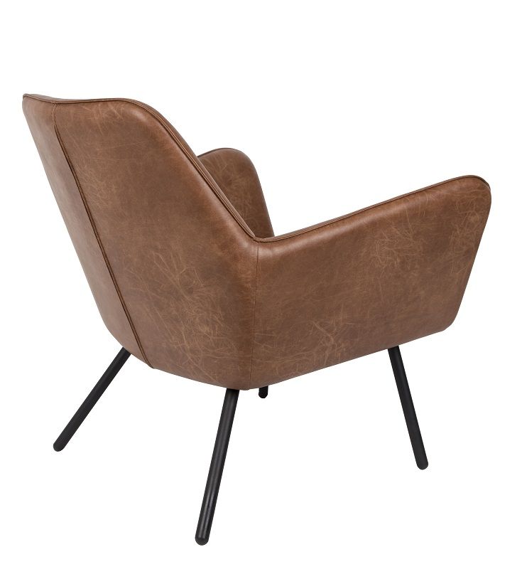 homii Bon Lounge Chair, Brown Leatherette