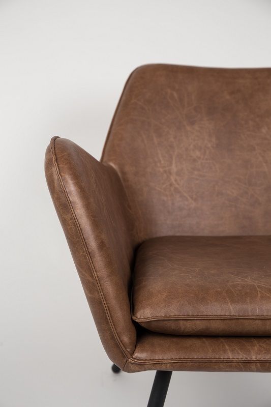 homii Bon Lounge Chair, Brown Leatherette