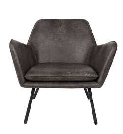 homii Bon Lounge Chair, Dark Gray Leatherette