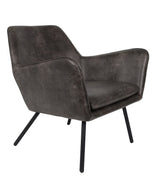 homii Bon Lounge Chair, Dark Gray Leatherette