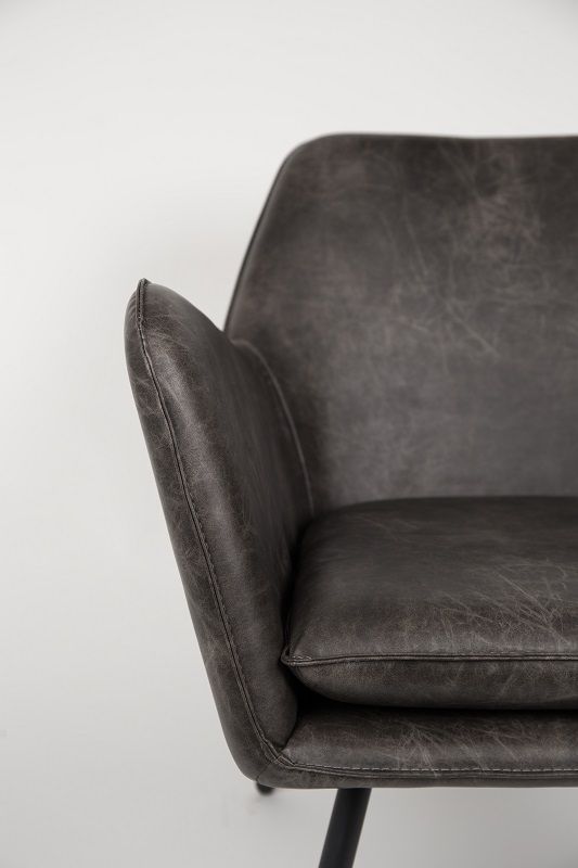 homii Bon Lounge Chair, Dark Gray Leatherette