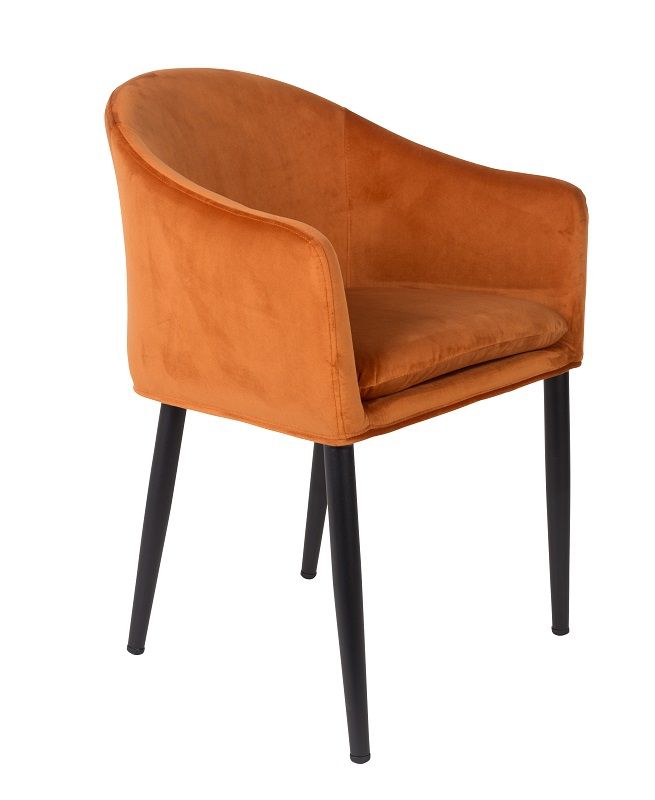 homii Catelyn Dining chair w/armrests, Orange velvet