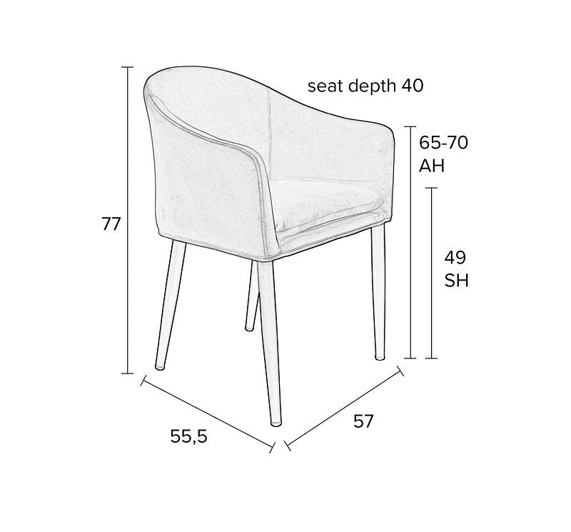 homii Catelyn Dining chair w/armrests, Orange velvet