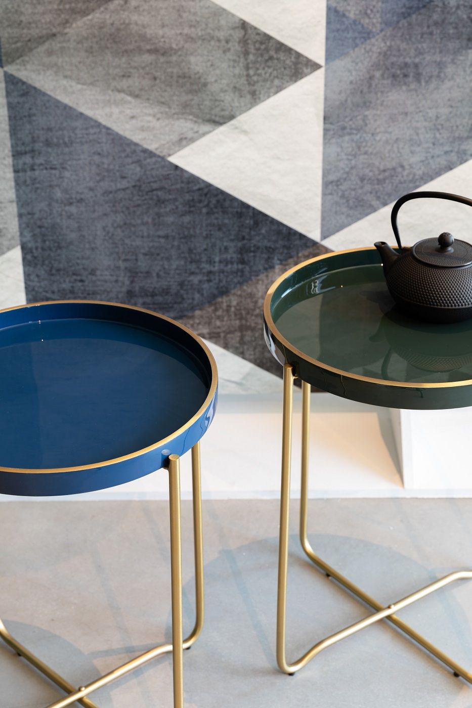 homii Celina Side Table - Dark Blue Enamel, Ø42