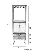 homii Damian Bar Cabinet, Nature/gray