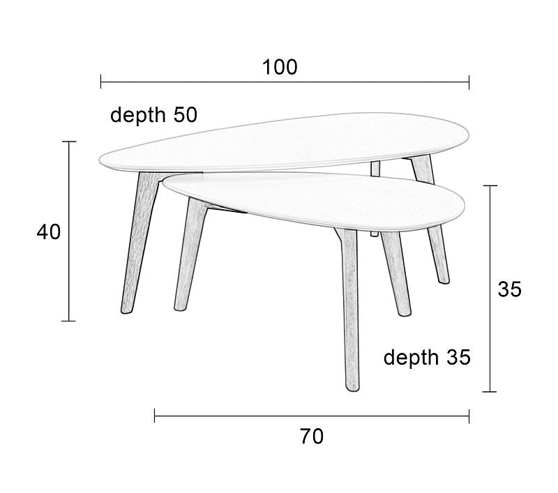 homii Drop Side Table, White/Nature