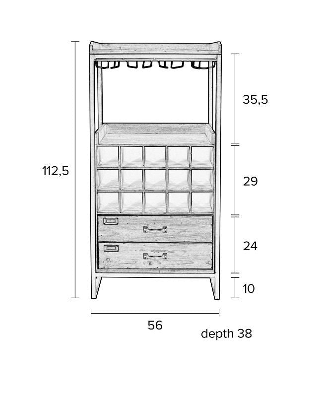 homii Edgar Wine Cabinet, Nature