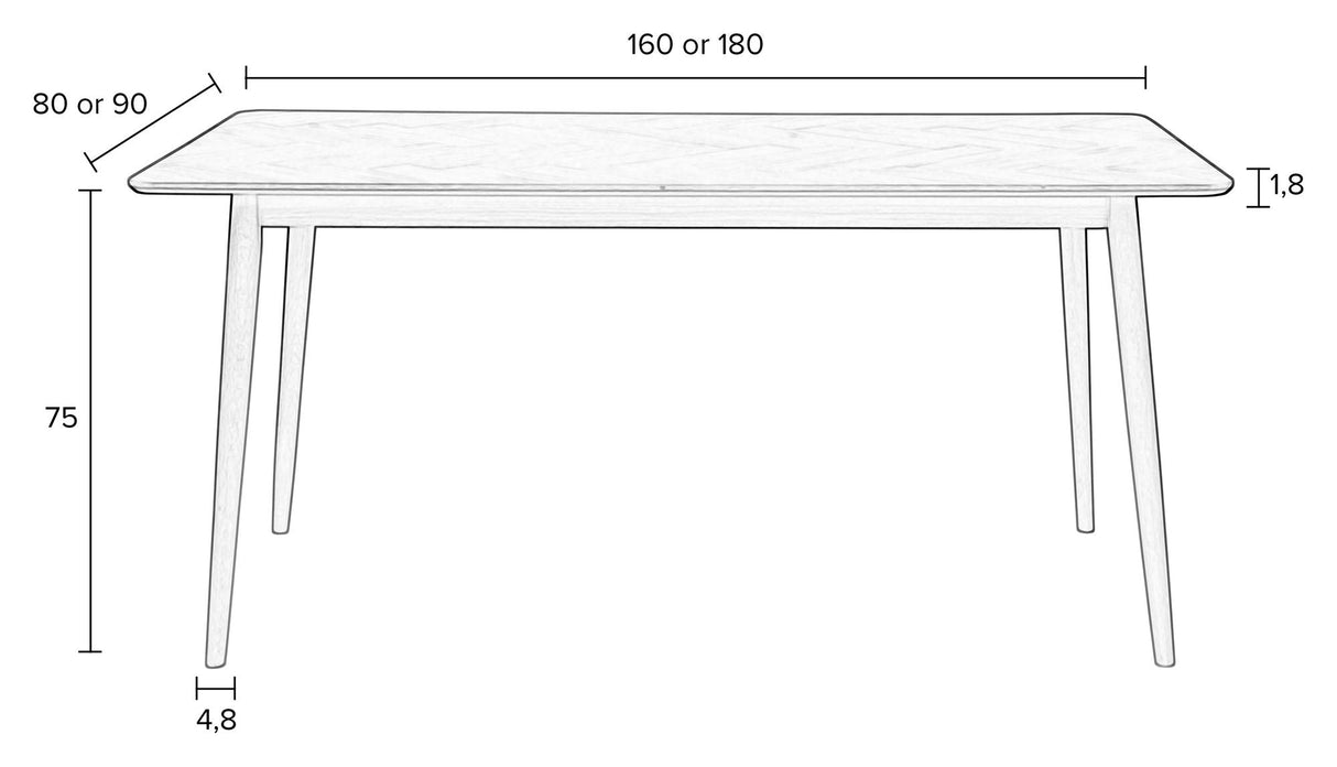 homii Fabio Dining Table 160x80, Nature