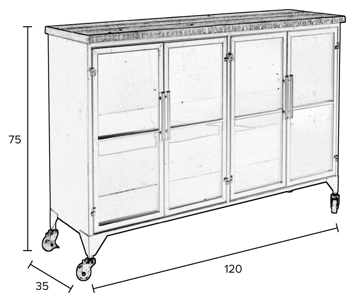 homii Ferre Sideboard, B120, Black