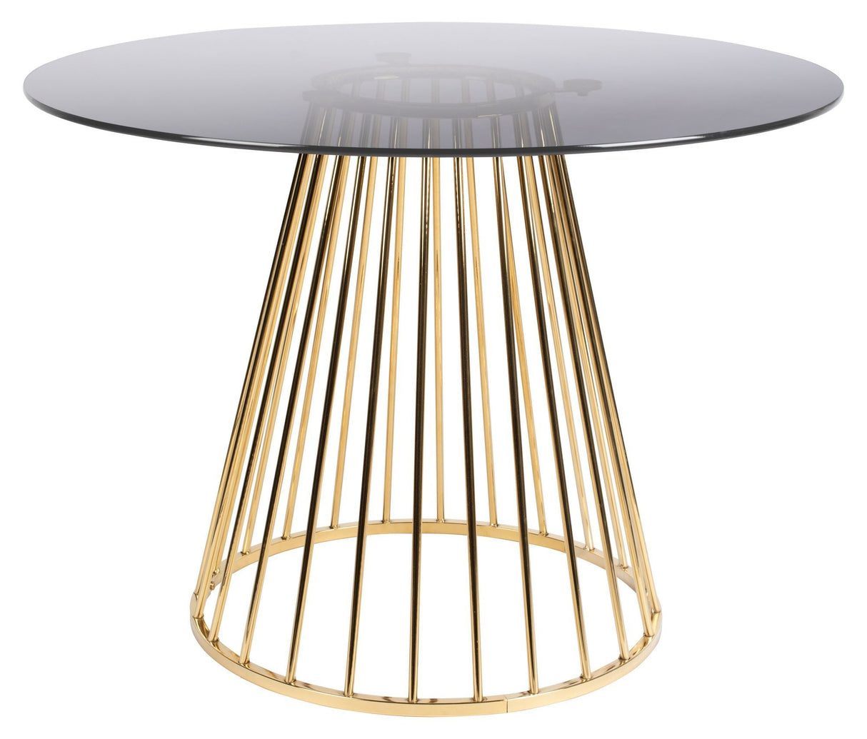 homii Floris Dining Table Ø104, Smoked Glass/Golden