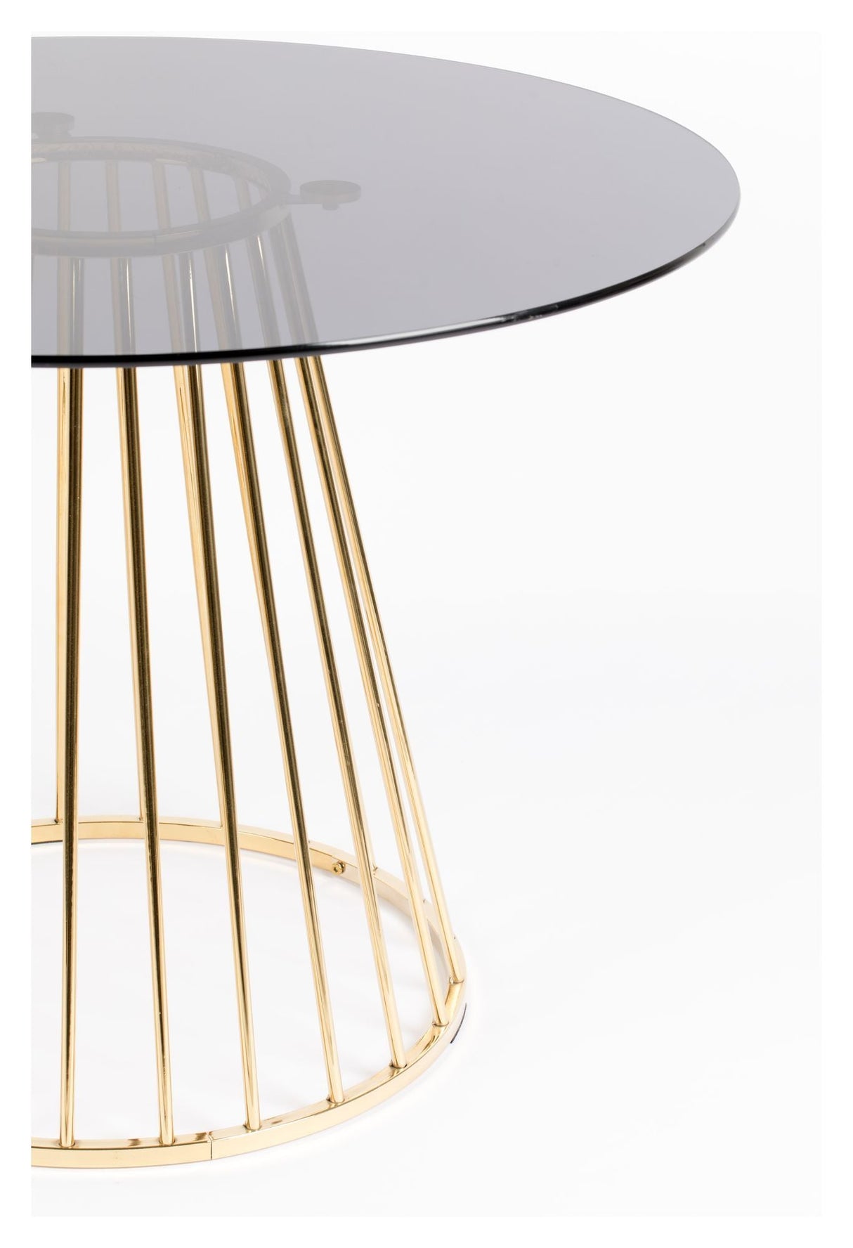 homii Floris Dining Table Ø104, Smoked Glass/Golden