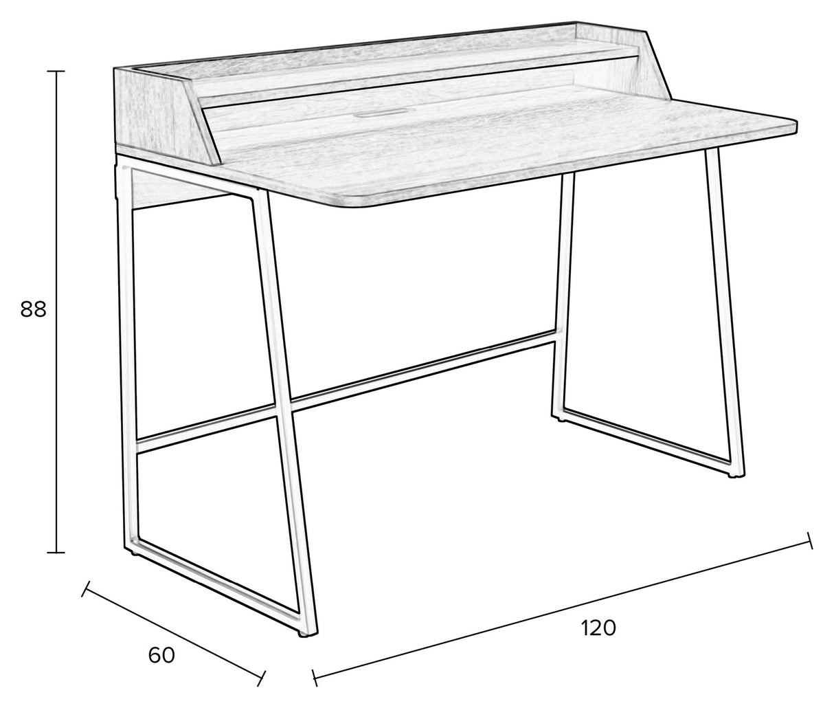 Giorgio Desk with shelf, Oak veneer