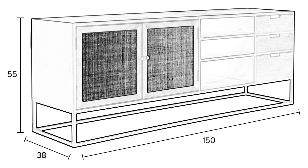 homii Guuji Sideboard, B150, Nature/Black