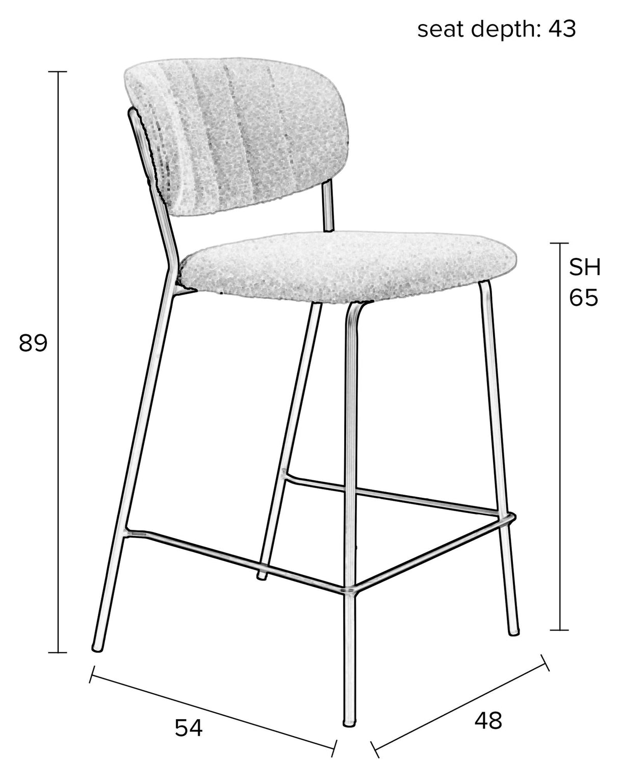 homii Jolien Counterstol, White Bouclé