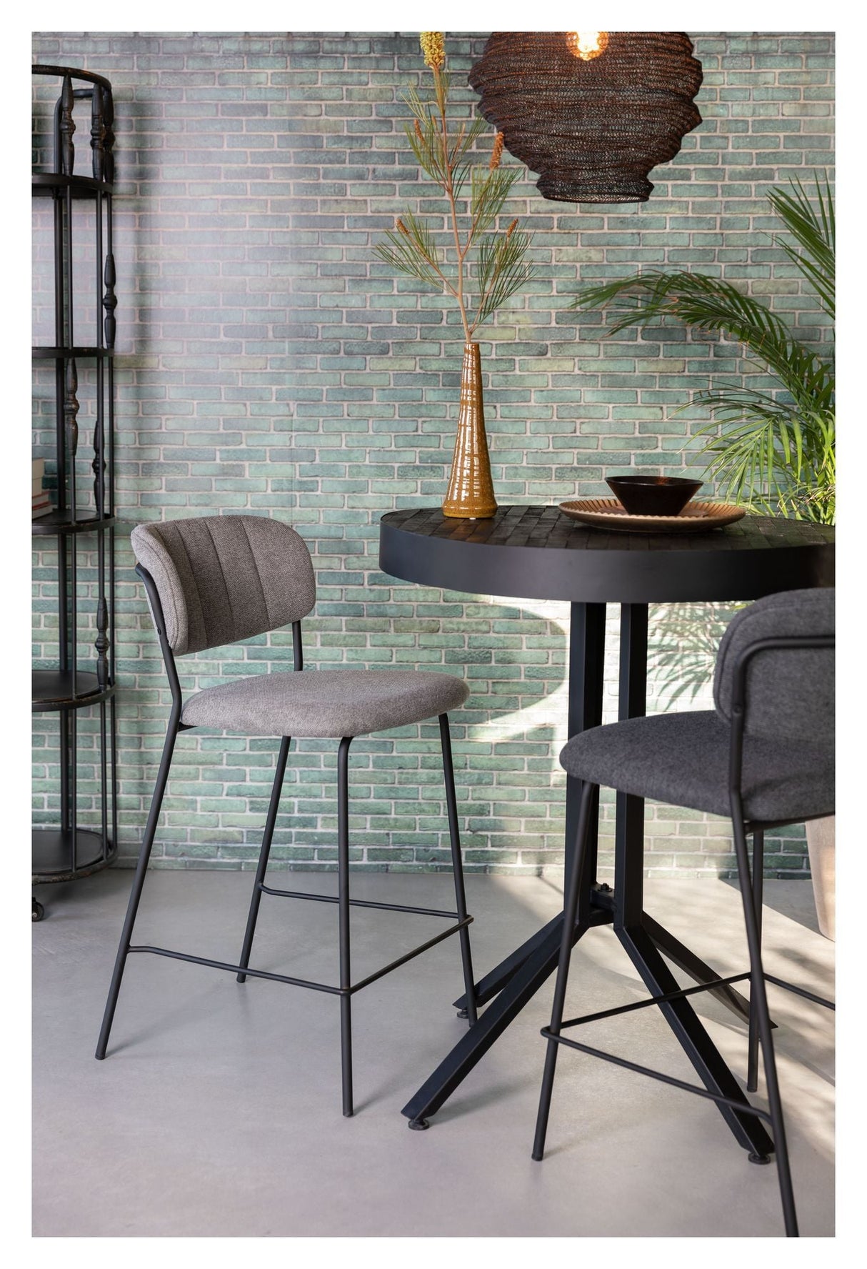 homii Jolien Bar stool SH: 65cm, Black/Gray