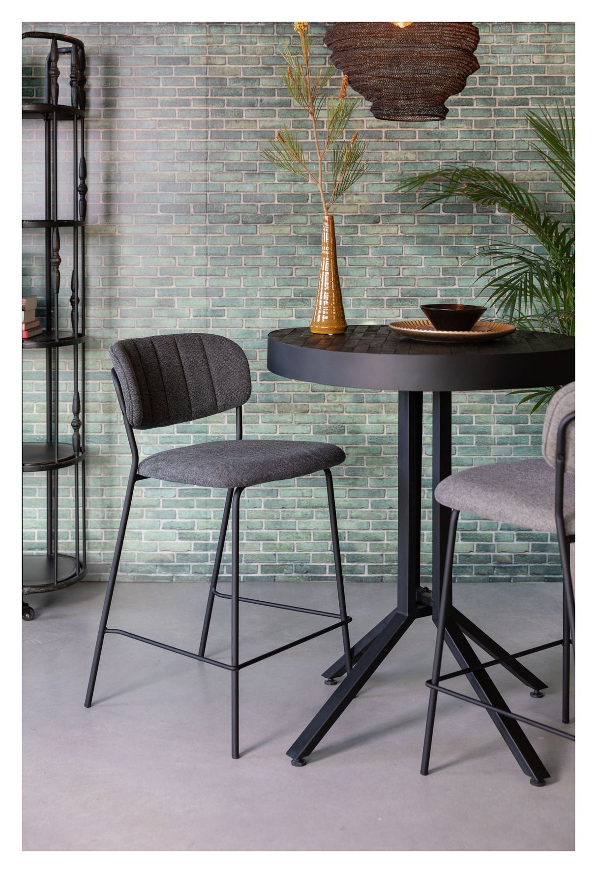 homii Jolien Bar stool SH: 65cm, Black/Dark Gray