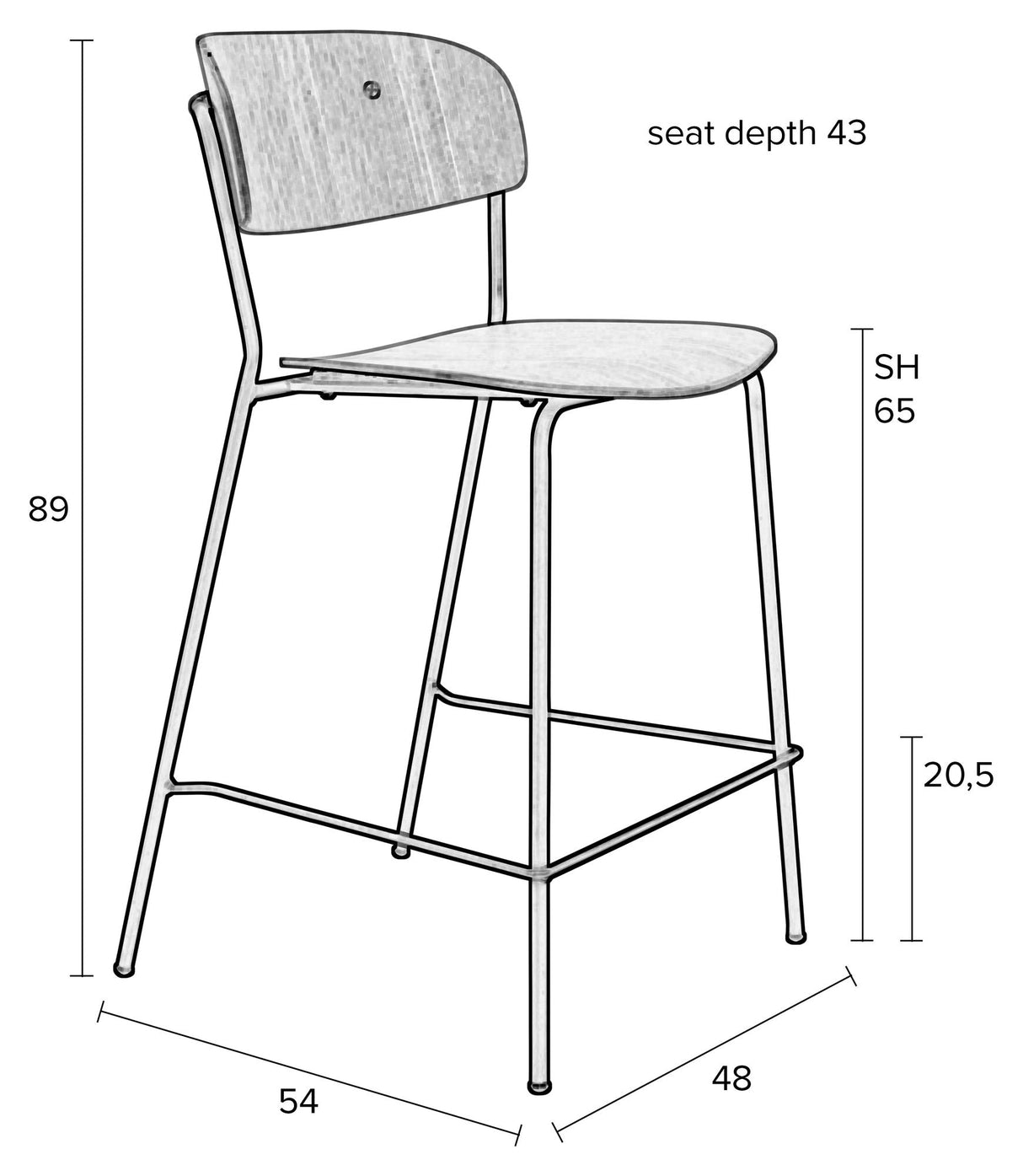 homii Jolien Counterchair, Black/Wood