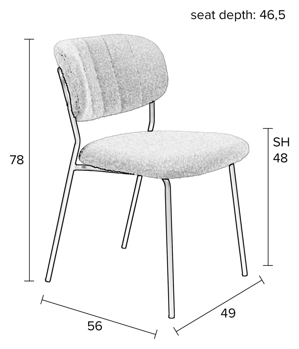 homii Jolien Dining chair, White Bouclé