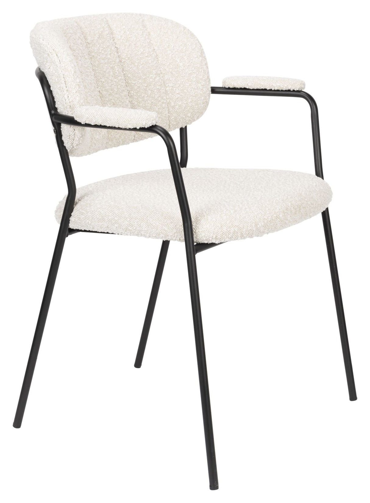 homii Jolien Dining chair with armrests, White Bouclé