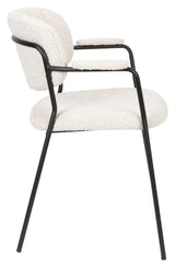 homii Jolien Dining chair with armrests, White Bouclé