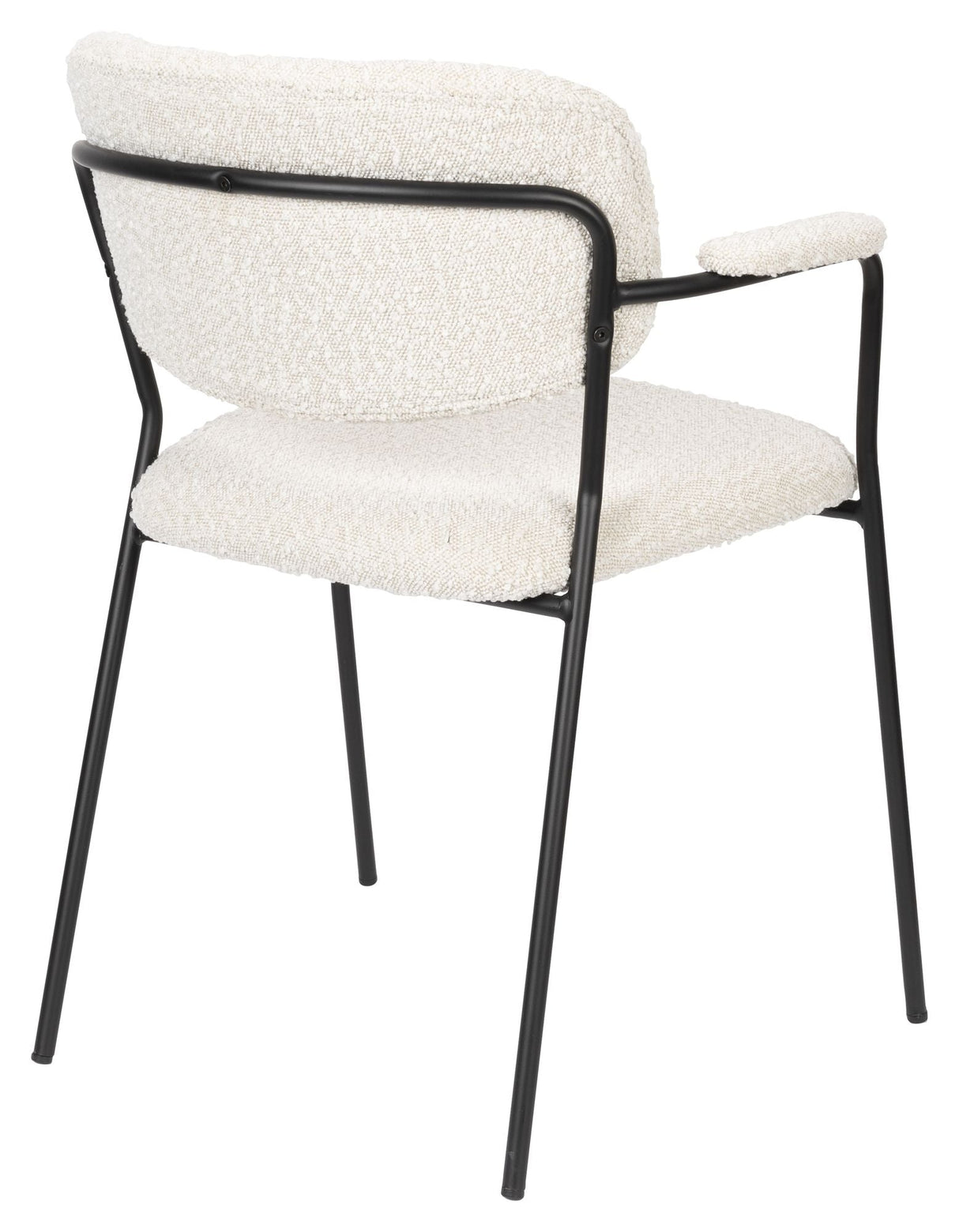 homii Jolien Dining chair with armrests, White Bouclé