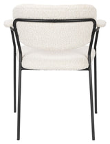 homii Jolien Dining chair with armrests, White Bouclé