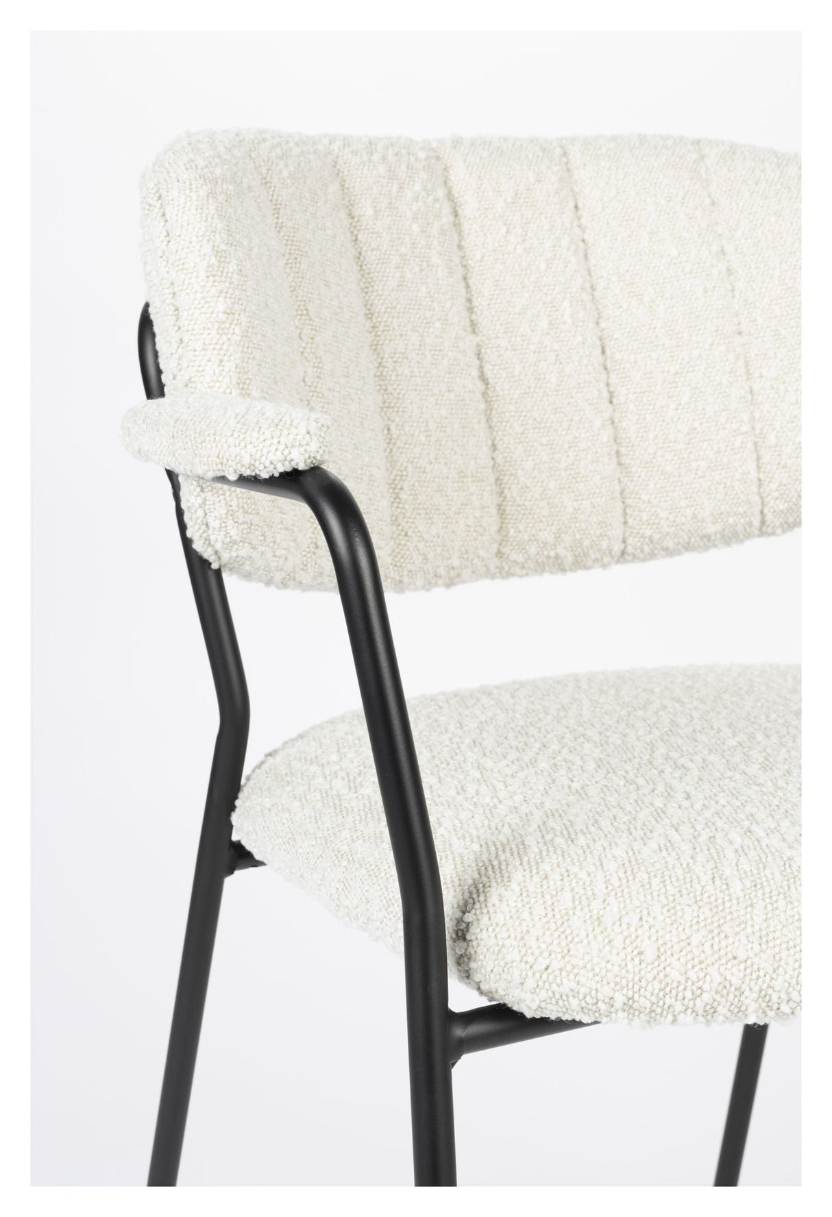 homii Jolien Dining chair with armrests, White Bouclé