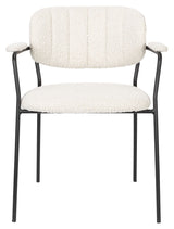 homii Jolien Dining chair with armrests, White Bouclé