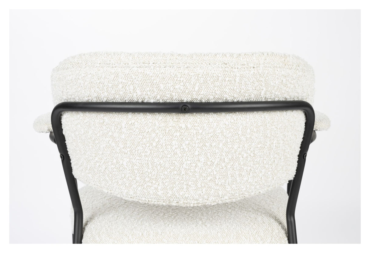 homii Jolien Dining chair with armrests, White Bouclé