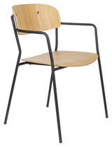 Jolien Dining chair with armrests, Black/Nature