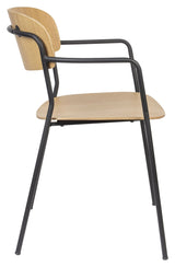 Jolien Dining chair with armrests, Black/Nature