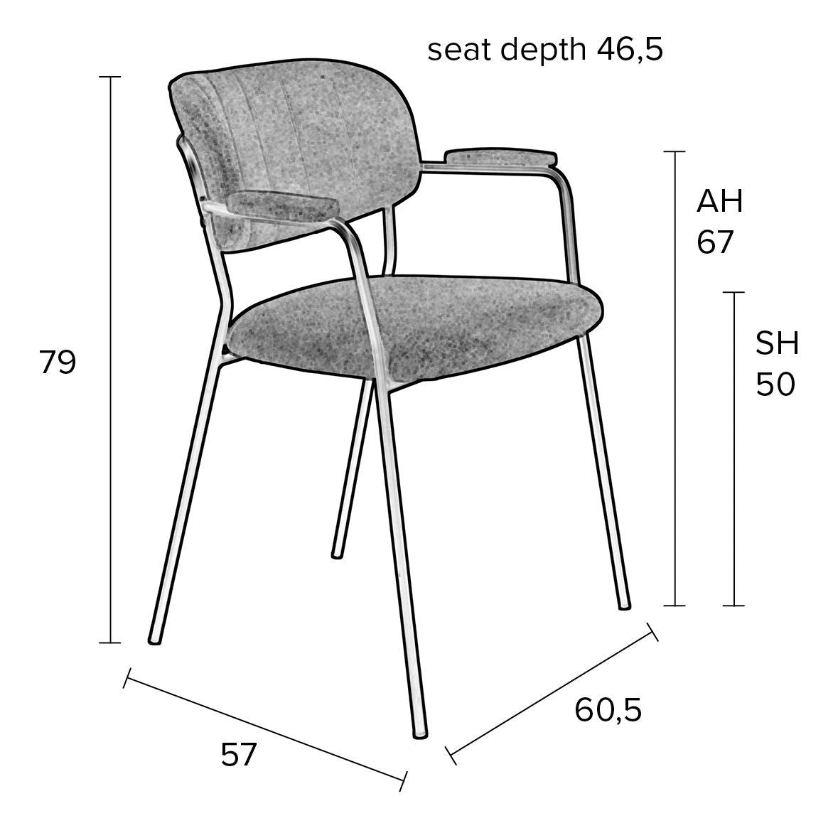 homii Jolien Dining chair w/armrests, Gold/Light Green