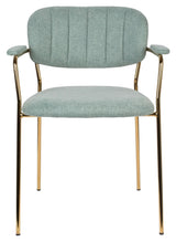 homii Jolien Dining chair w/armrests, Gold/Light Green