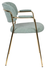 homii Jolien Dining chair w/armrests, Gold/Light Green