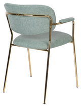 homii Jolien Dining chair w/armrests, Gold/Light Green