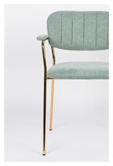 homii Jolien Dining chair w/armrests, Gold/Light Green