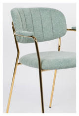 homii Jolien Dining chair w/armrests, Gold/Light Green