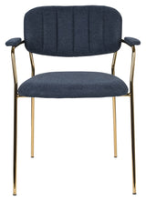 homii Jolien Dining chair w/armrests, Gold/Dark Blue