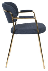 homii Jolien Dining chair w/armrests, Gold/Dark Blue