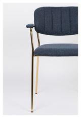 homii Jolien Dining chair w/armrests, Gold/Dark Blue