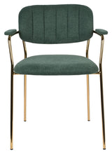 homii Jolien Dining chair w/armrests, Gold/Dark Green