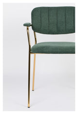 homii Jolien Dining chair w/armrests, Gold/Dark Green