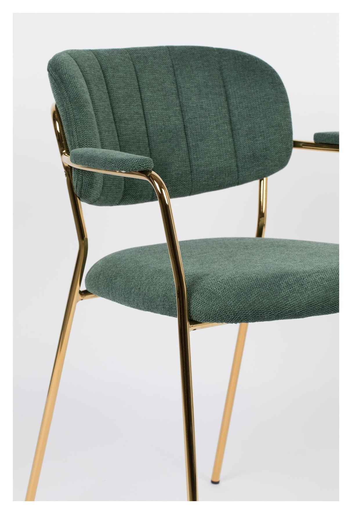 homii Jolien Dining chair w/armrests, Gold/Dark Green