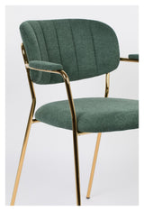 homii Jolien Dining chair w/armrests, Gold/Dark Green